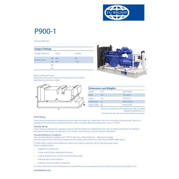 FG Wilson Diesel Generator 640kw 800kva Three Phase Silent Standby Generator with Perkins Engine