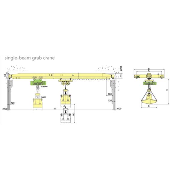 3ton 5ton 10 Ton Single Girder Crane / Grab Bucket Bridge Crane 18m Lifting Height
