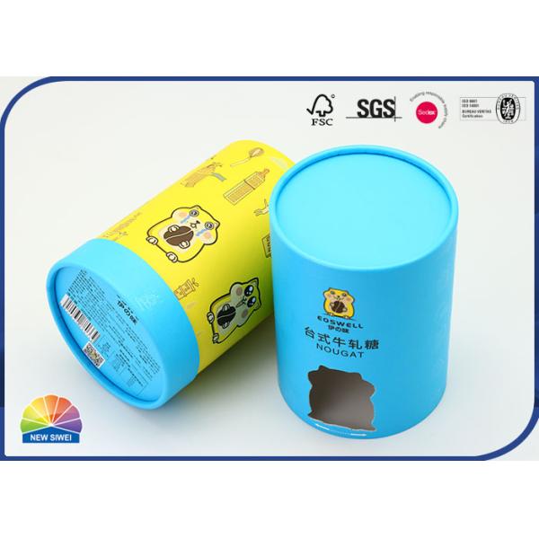 Die Cut Window Cylinder Food Packaging Tube For Biscuit Spot UV