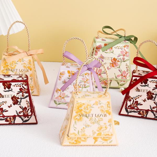 Christmas Square Shopping Candy Logo Printed Paper Bags Custom Order and Shopping Bag