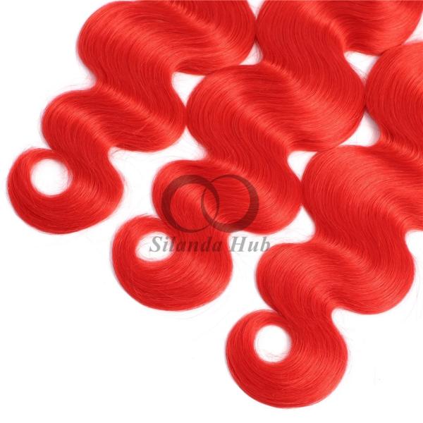 Red Body Wave Remy Human Hair Bundles Sew In Weave Bundles Brazilian Bundle Deals