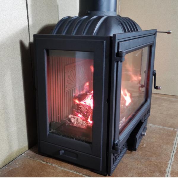 Embedded Fireplace Built In Cast Iron Wood Burning Household True Fire Three Side View Wood Stove