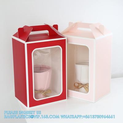 Large Gift Boxes, 10 Pcs Tote Paper Bags With Transparent Window, 9.8 X 7 X 5.1 Flower Bouquet Paper Gift Bags