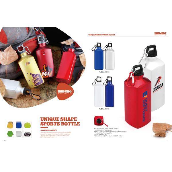 500ml Triangle Aluminum Drinking Bottle , Promotional Aluminium Sports Bottle