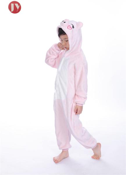 Factory Wholesale Fluffy Flannel Plush pink pig Kids Onesie Pajamas