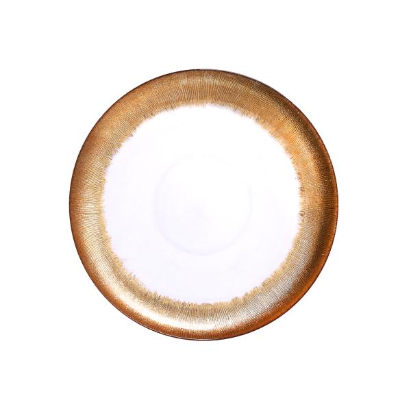 32cm Gold Silver Foil Edge Crystal Glass Plates OEM Lead Free