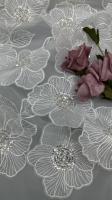 Tissu brodé de perles 100% polyester brillant personnalisé élégant pour robes de soirée