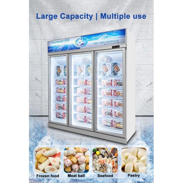 Гипермаркет коммерческих 3 стеклянных дверей стоящего дисплея морозильной камеры для замороженных продуктов питания