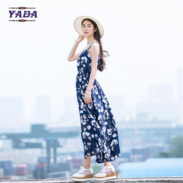 Летний пляж цветочные спагетти ремни макси новейшие партийные дизайны 100% хлопка белое платье с хорошим качеством