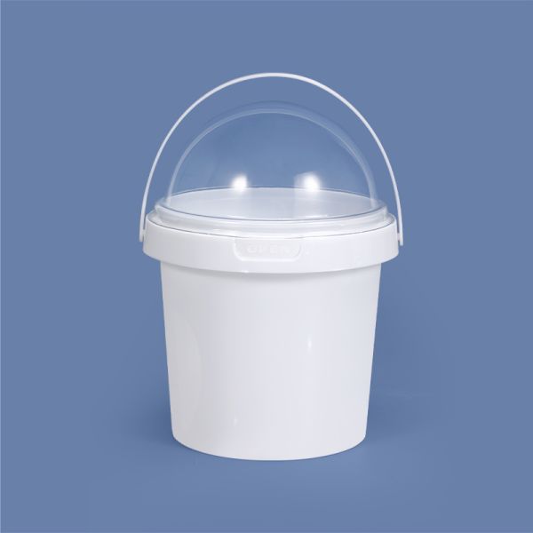 500ml 750ml 1L Clear Customized Plastic Bucket Food Grade Bucket With Hemispherical Dome Cover and Handle for Popcorn Cream Cake