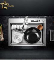 Evier à main en acier inoxydable robuste à plusieurs jauges pour cuisines domestiques