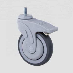 Threaded Stem TPR Medical Caster Wheel – Waterproof Anti-Rust Nylon Hospital Equipment Caster