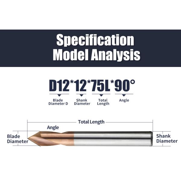 TiN Coating CNC Spot Drill Bits Diameter 4 6 8 10mm For Stainless Steel Aluminum Drilling