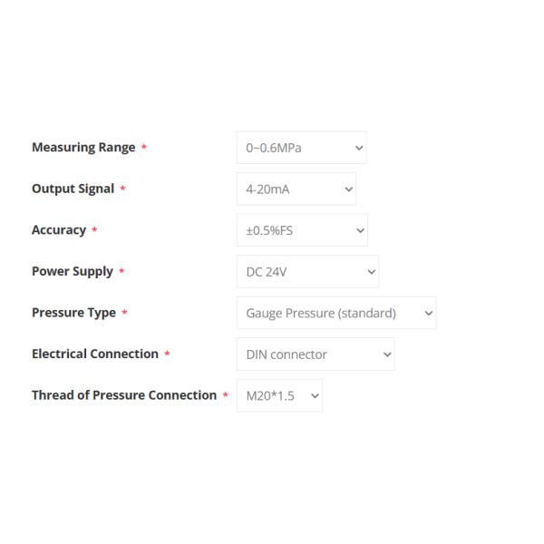 Pressure Sensor for Air/Water/Oil, 4-20mA/0-5V/RS485 Output
