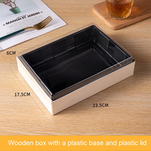 Disposable Biodegradable Fast Food Box, High Grade Commercial Sushi Wooden Box Salad Packing Box