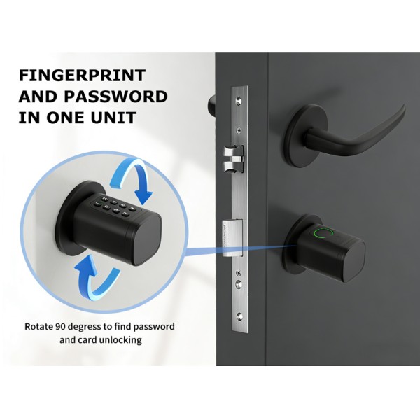Yagu Easy Installation Tuya App Adjustable Fingerprint Code Key Smart Door Cylinder Lock Fingerprint Passcode Smart Lock