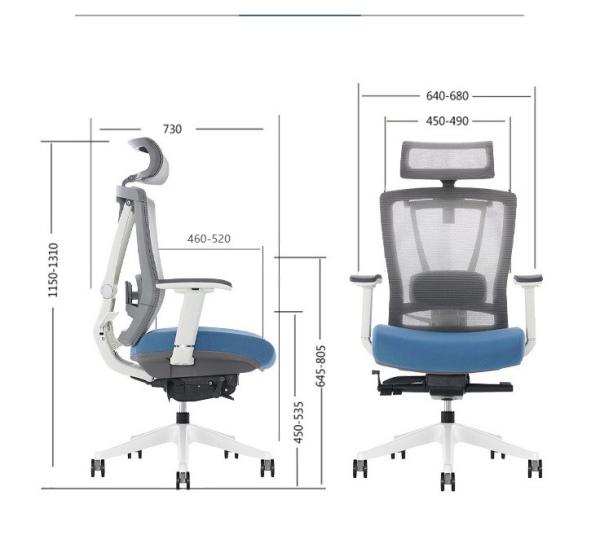 Modern Blue and Black Executive Swivel Office Task Chair for Ergonomic Workstation