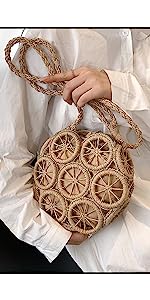 Straw Tote Bag for Women Handwoven Cotton Straw Shoulder Bag Crochet Tassel Beach Bohemian Purse for Women
