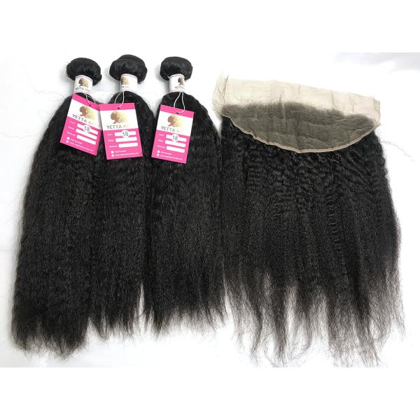 13x4 Lace Frontal Kinky Straight Peruvian Human Hair Weave 10A Grade