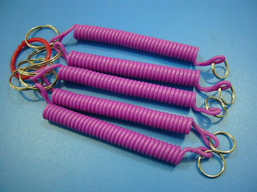 Custom Solid Purple Stretchable 12cm Length Spiral Key Chain Holders