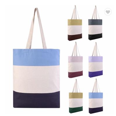 ODM Stripe Promotional Cotton Fabric Bag For Supermarket Shopping ODM Sturdy Canvas Plain Grocery Canvas Tote Bags Cotton Shoulder Bag