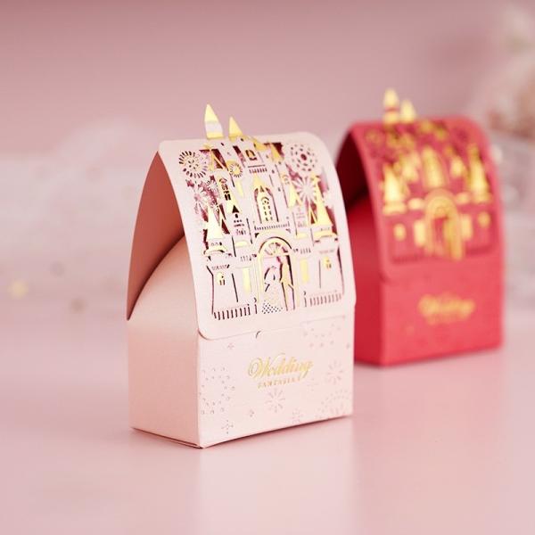 Cajas de favoritas de la boda del castillo de Fantasia estilo europeo Cajas de dulces huecas Decoración romántica de la boda