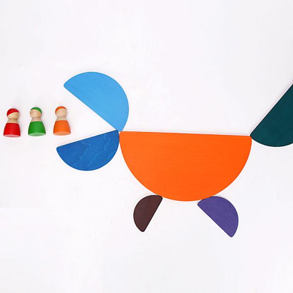 Blocs constitutifs en bois Toy Creative Educational d'arc-en-ciel de Brown 18cm