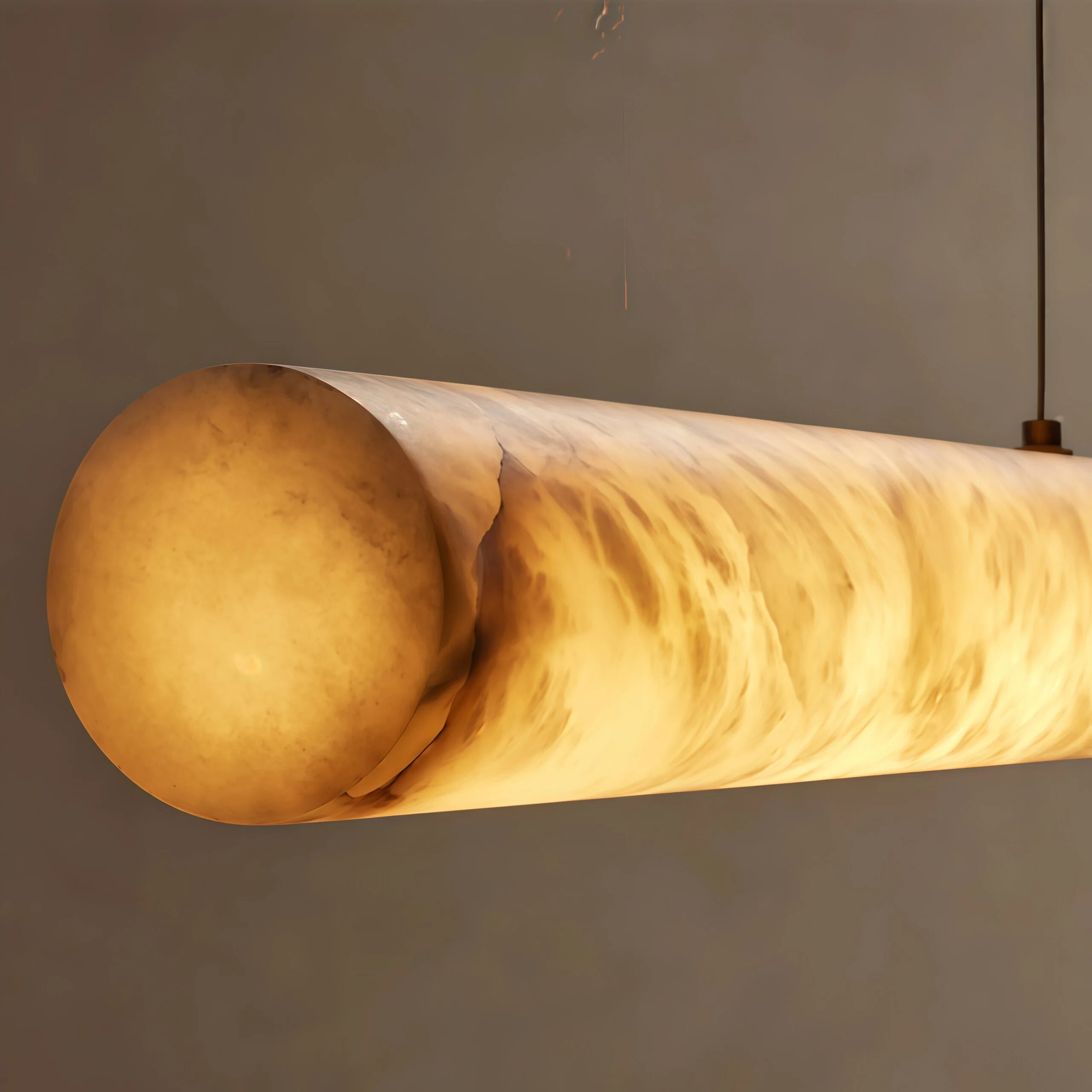 JYLIGHTING Minimalist Long Linear Natural Alabaster Pendant Lamp, Soft Glow Suspension Light for Villa Dining Room and Hospitality Interior Decoration