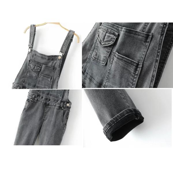 High quality black washed skinny denim overalls dungarees women