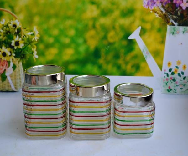 SET OF 3 PCS GLASS CANISTER