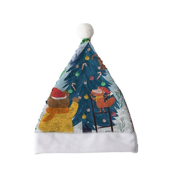 Personalized Sublimation Christmas Hats Red And Green Sequin Santa Hat