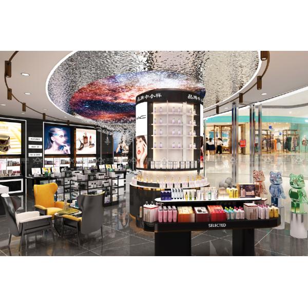 Skincare Shop Interior Design Gold Rush Series Case for Shop Display Furniture