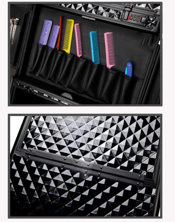 Professional Aluminium Hairdressing Tool Box , Universal Wheel Rod Hairdresser Box