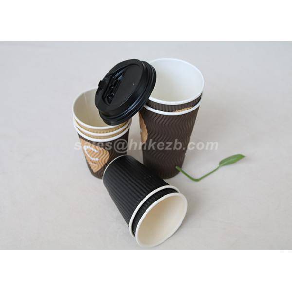 PLA Coating Insulated Coffee Paper Cups With Lids Customized Printing