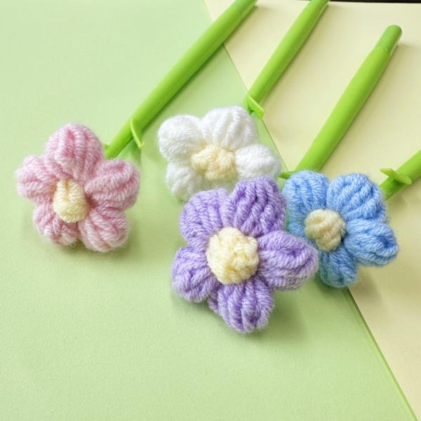 New Silicone Lucky Daisy Neutral Pen Knitted Flowers Creative Gel Ink Pens
