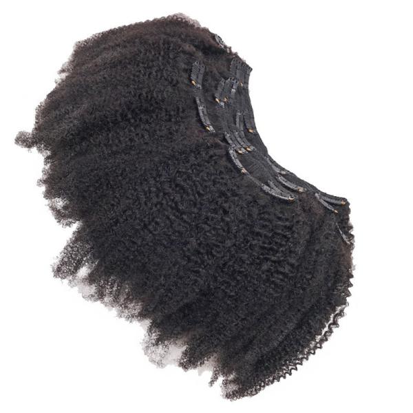 12 A Grade 1B Natural Color Remy Raw Virgin Brazilian Afro Kinky Curly Clip-in Hair