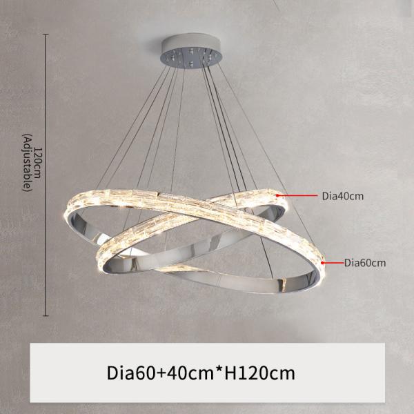 Silver Crystal Chandelier For Living Dining Room Luxury Ring Staircase pendant lighting for dining room(WH-CY-192)