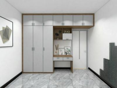 Custom Made Cloth Wardrobe With Hinge Door And Writing Desk For Single Bedroom Furniture