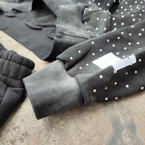 Custom Acid Wash 2 Piece Jogger Tracksuit Jogging Suits For Men DTG Printing Stacked Design