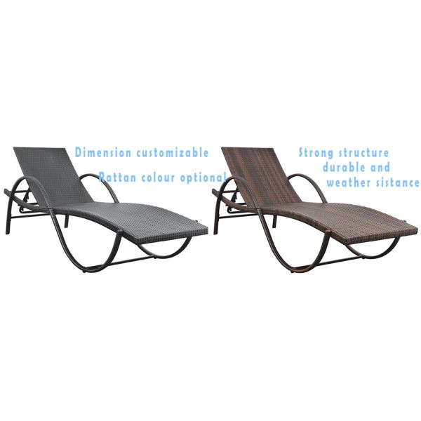 Factory Hot Sale Leisure Rattan Weaving Chaise Lounge Outdoor Furniture Pool Side Sun Lounger Chair