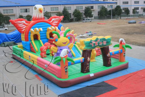 big new kids inflatable bouncer with slide, inflatable eagle plan