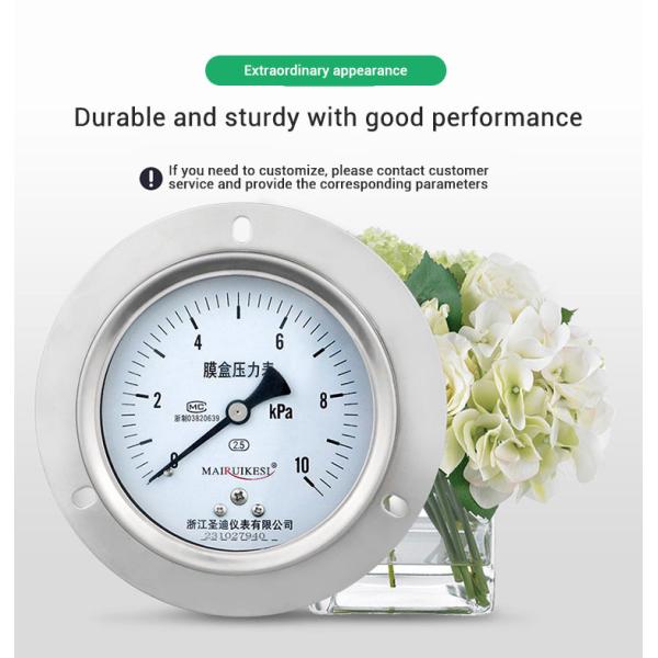 YE100ZTBF 16KPa All 304SS Stainless Steel Pressure Gauges for Micropressure Measurement