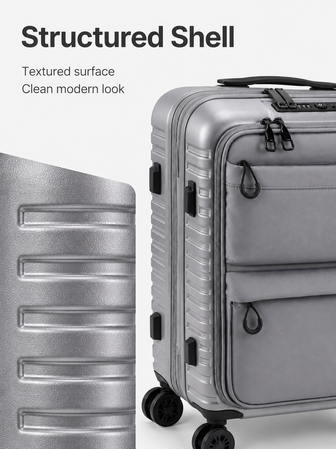 Expandable Front Opening Hard Soft Shell Carry On Luggage