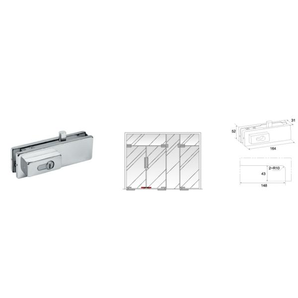 Glass Patch Fitting A-051, Material aluminium, steel, stainless steel, finishing satin, mirror