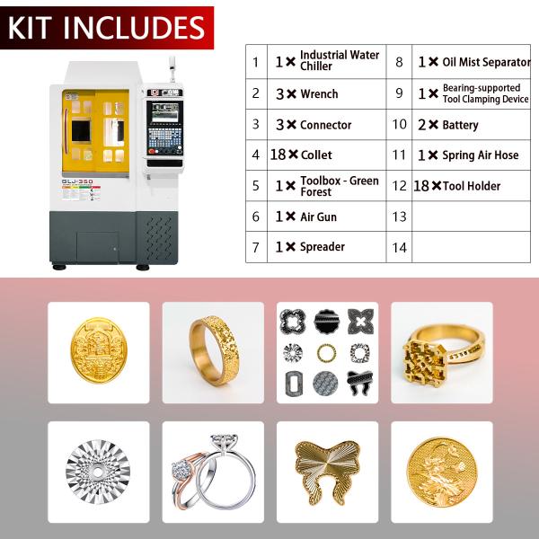 G5-350 Machine CNC de fraisage et de sculpture de bijoux à cinq axes Machine de gravure et de marquage de bijoux