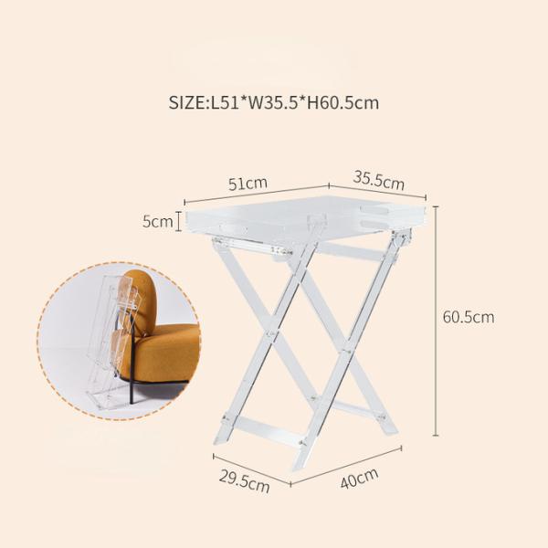 Nordic Style Rectangular Acrylic Folding Table Iridescent Rainbow Lucite Side Table