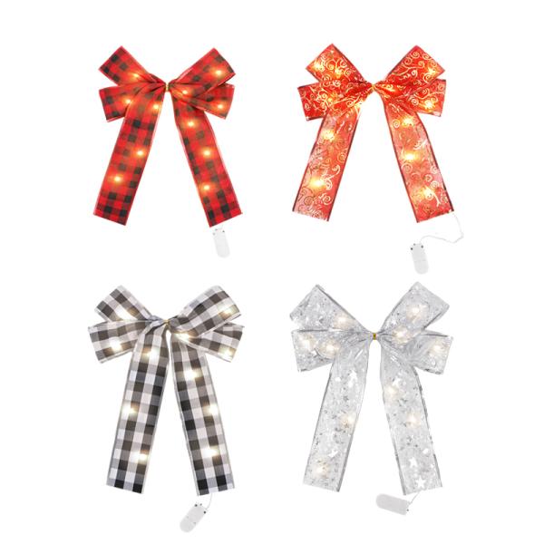 Decoración de Navidad personalizada de 2024 Arcos de cinta de barro grandes con arco impreso con filo