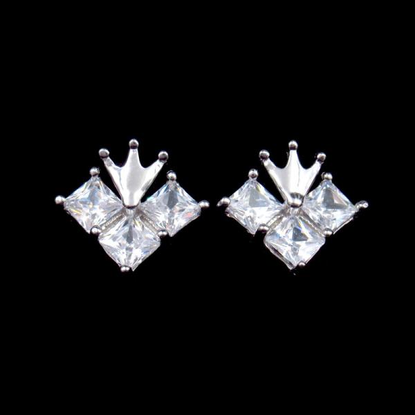 CZ Butterfly Shaped Circle Earrings With Rhodium White Silver Color