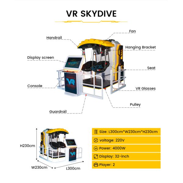 VR Flight Simulator Dual Seat Skydive Arcade Machine