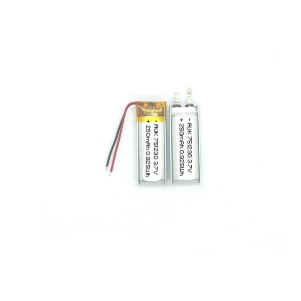 751230 250mAh 3.7V Lipo Battery For Bluetooth Headsets Wearable Devices And Automotive Accessories
